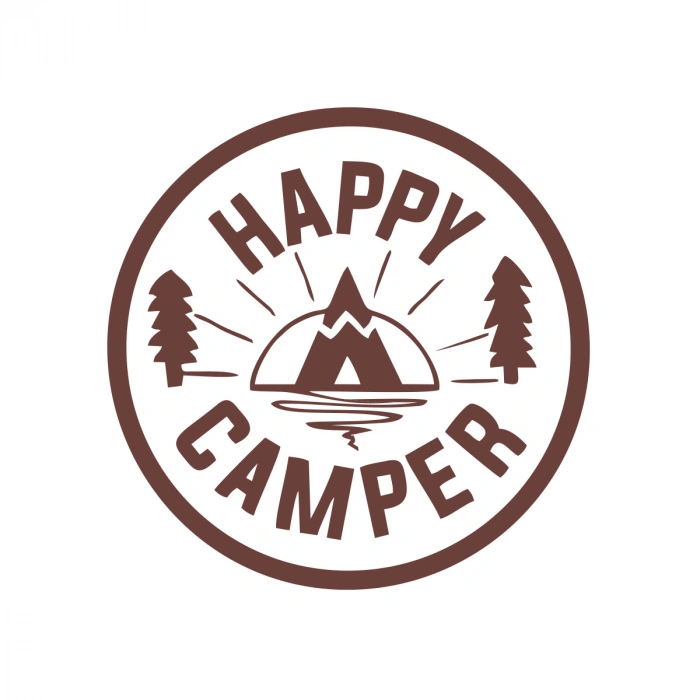 Happy Camper Sticker 17x17 Cm Kahverengi