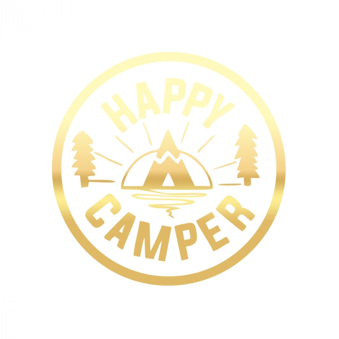 Happy Camper Sticker 17x17 Cm Gold