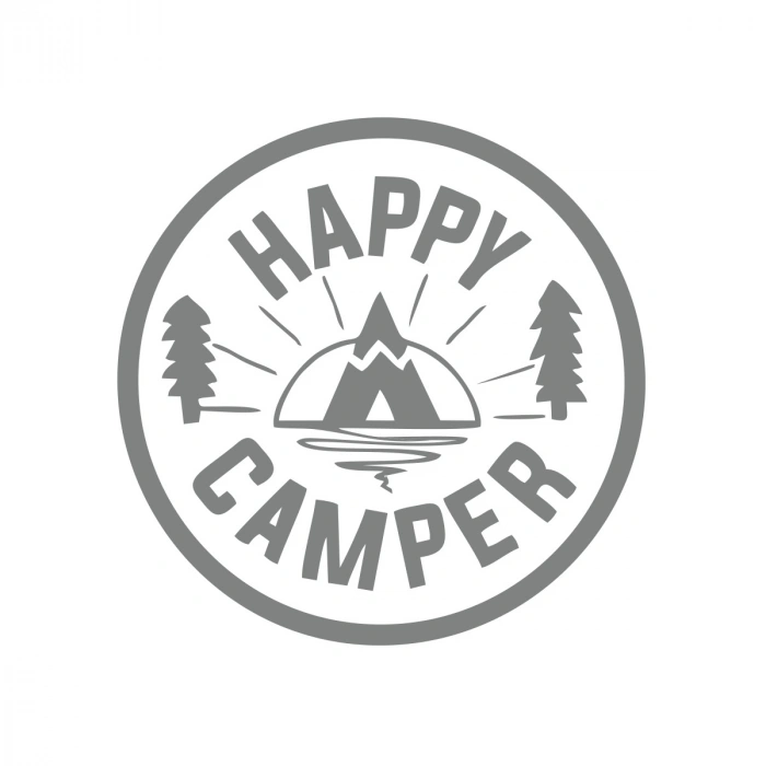 Happy Camper Sticker 17x17 Cm Gri