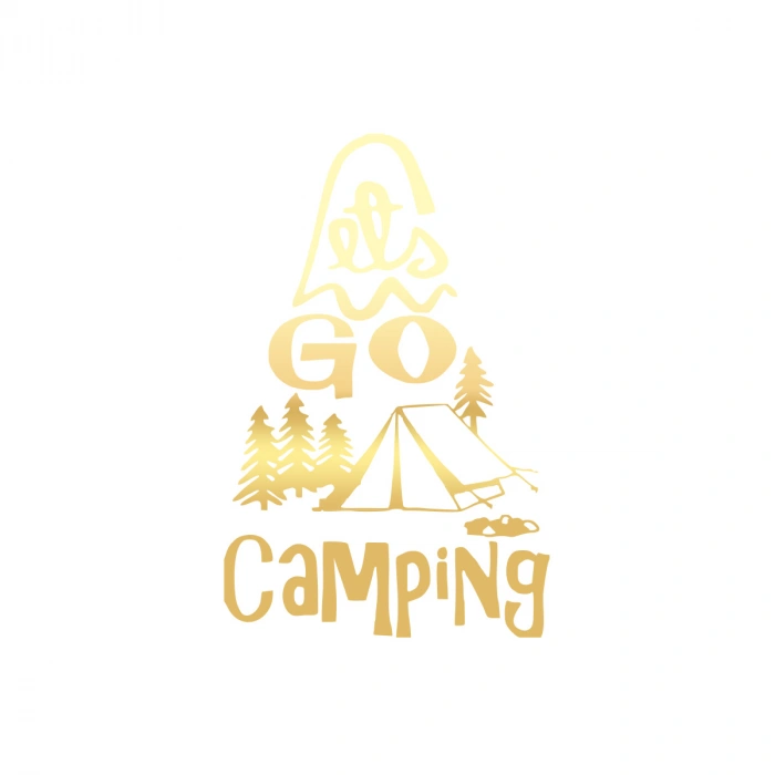 Lets Go Camping Sticker 17x17 Cm Gold
