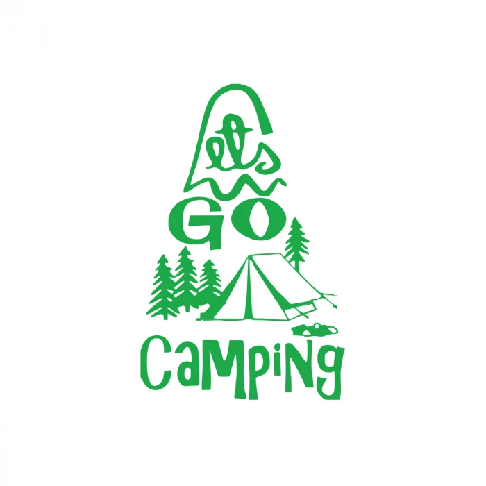 Lets Go Camping Sticker 17x17 Cm Yeşil