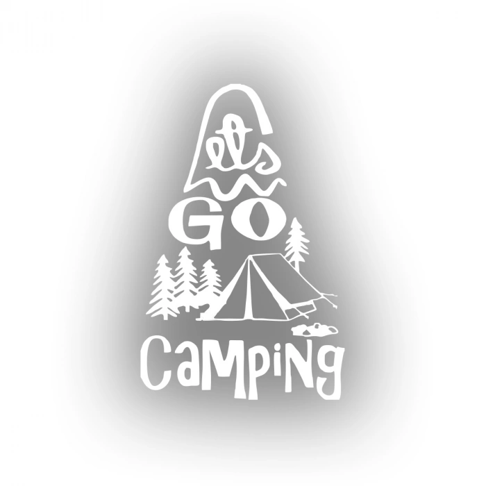 Lets Go Camping Sticker 17x17 Cm Beyaz