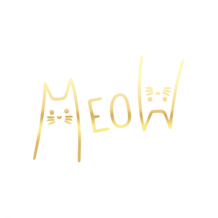 Meow Kedi Sticker 17x17 Cm Gold