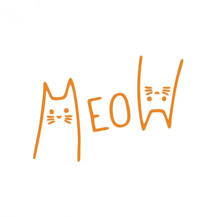 Meow Kedi Sticker 17x17 Cm Turuncu