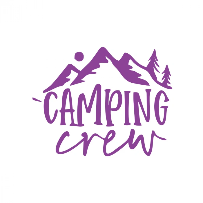 Camping Crew Sticker 17x17 Cm Mor
