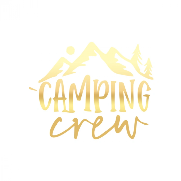 Camping Crew Sticker 17x17 Cm Gold