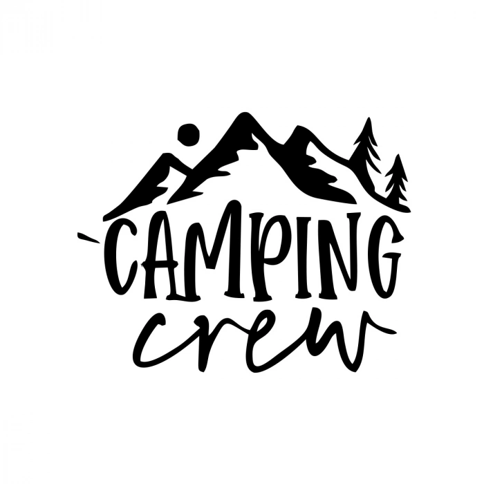 Camping Crew Sticker 17x17 Cm Siyah