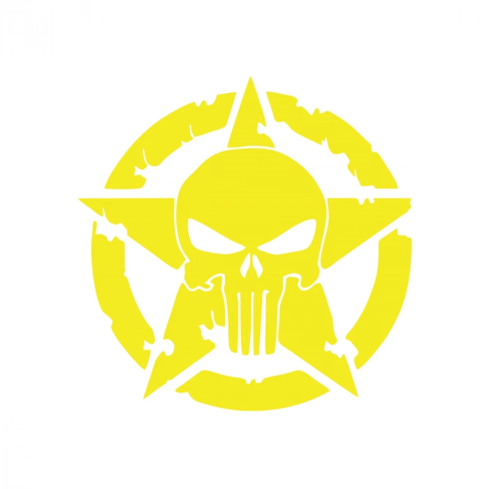 Yıldız Punisher Kurukafa Sticker 17x17 Cm Sarı