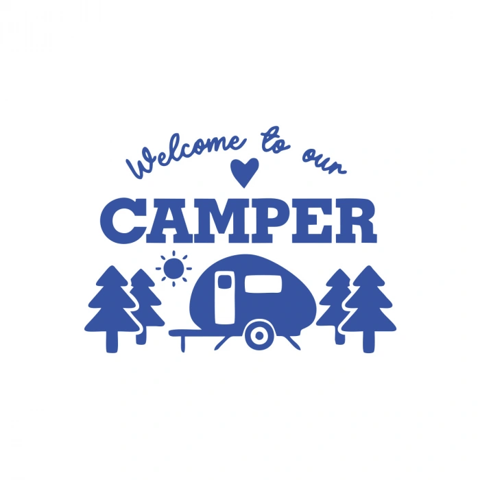 Camper Sticker 17x17 Cm Mavi