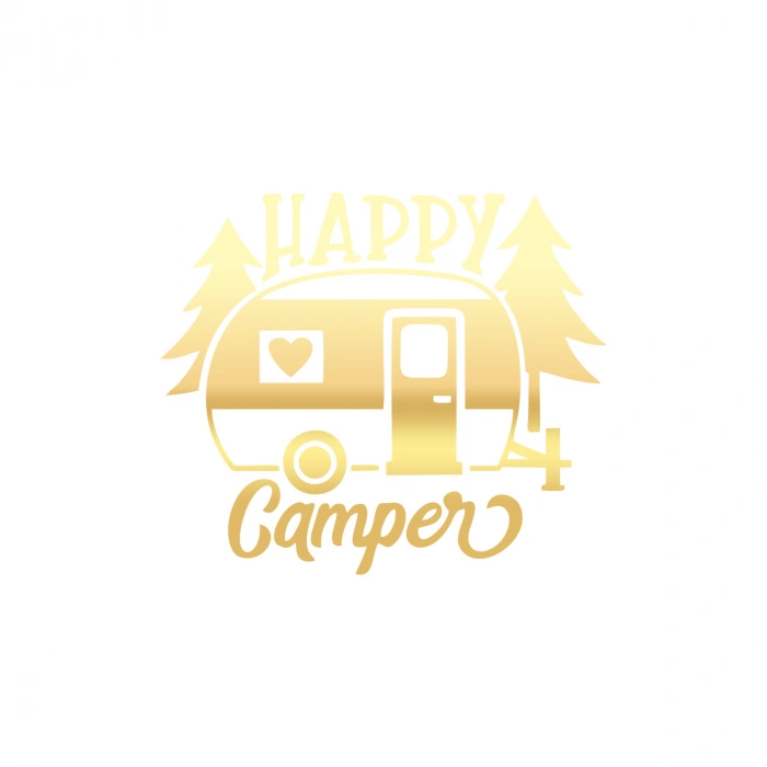 Happy Camper Sticker 17x17 Cm Gold