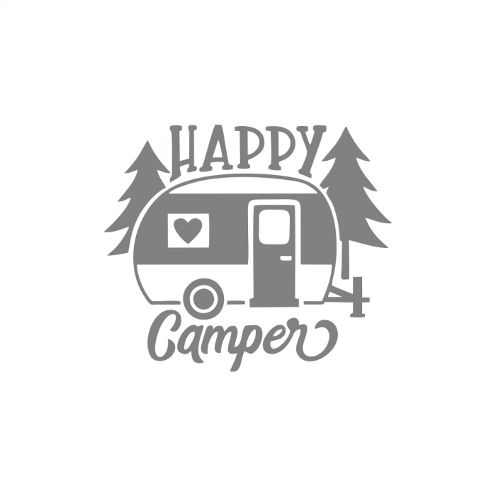 Happy Camper Sticker 17x17 Cm Gri