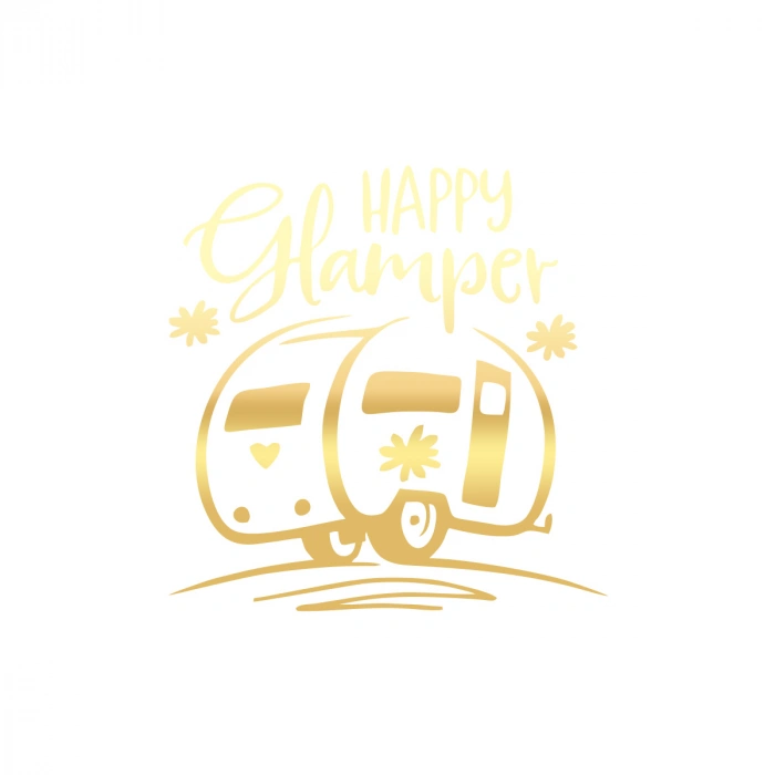 Happy Camper Sticker 17x17 Cm Gold