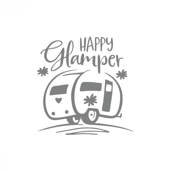 Happy Camper Sticker 17x17 Cm Gri
