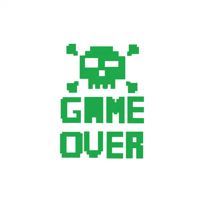 Game Over Sticker 17x17 Cm Yeşil