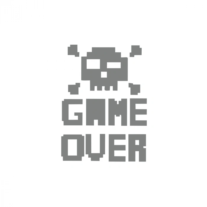 Game Over Sticker 17x17 Cm Gri