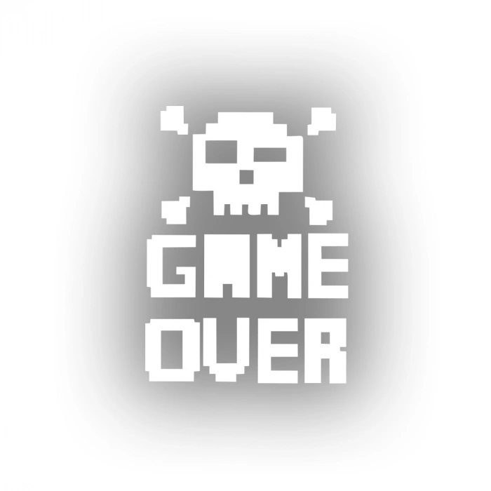 Game Over Sticker 17x17 Cm Beyaz