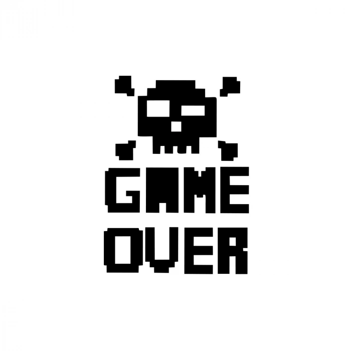 Game Over Sticker 17x17 Cm Siyah