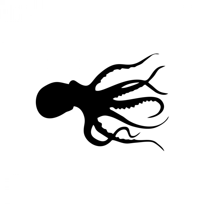 Ahtapot Sticker 17x17 Cm Siyah