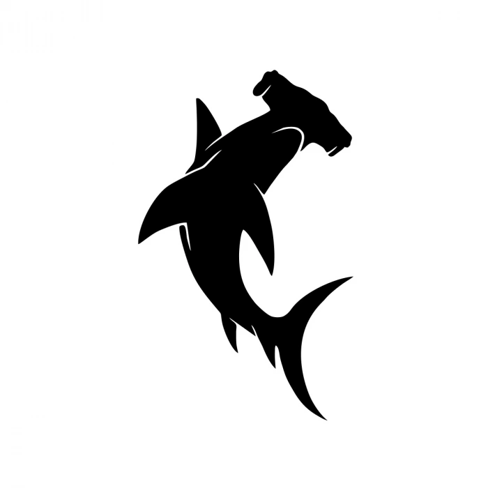 Çekiç Köpek Balığı Sticker 17x17 Cm Siyah