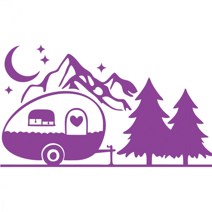 Karavan Dağlar Sticker 17x17 Cm Mor