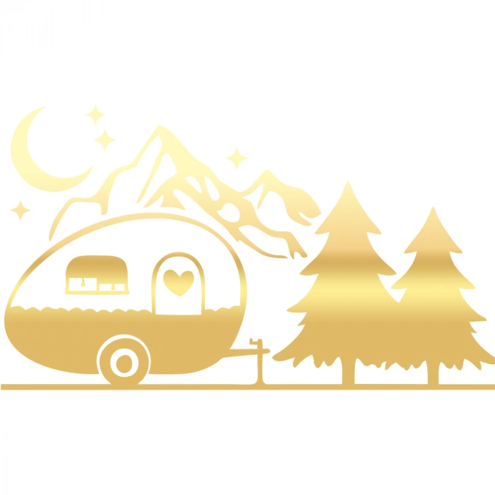 Karavan Dağlar Sticker 17x17 Cm Gold