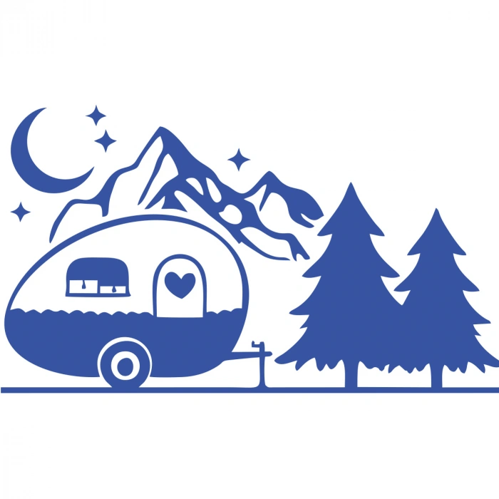 Karavan Dağlar Sticker 17x17 Cm Mavi