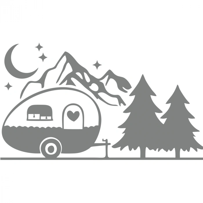 Karavan Dağlar Sticker 17x17 Cm Gri