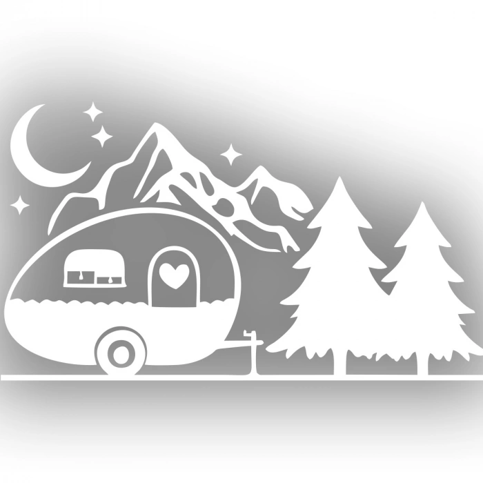 Karavan Dağlar Sticker 17x17 Cm Beyaz