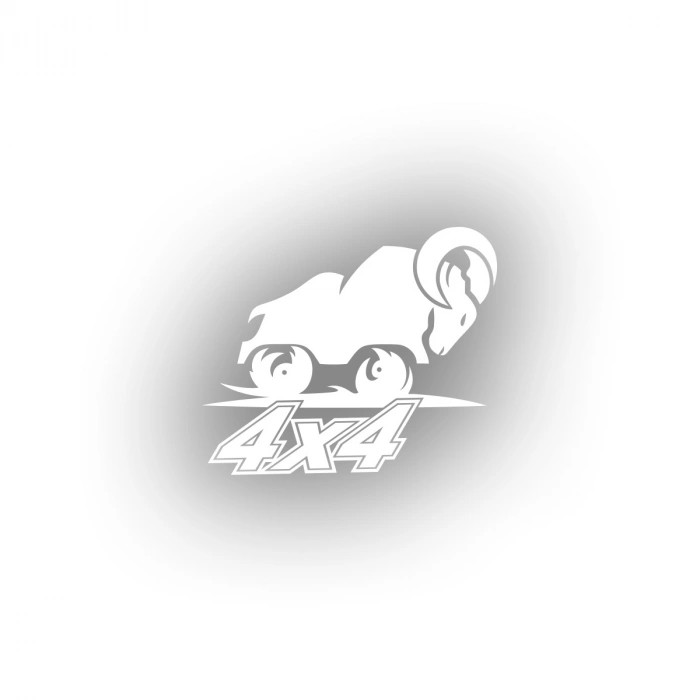 4x4 Kurukafa Sticker 17x17 Cm Beyaz