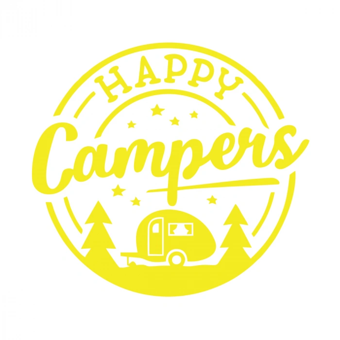 Happy Campers Sticker 17x17 Cm Sarı