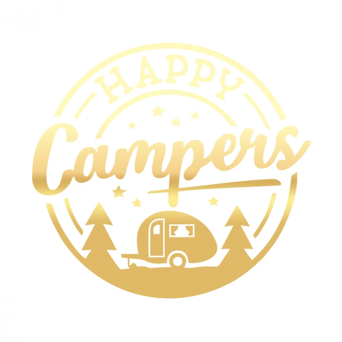 Happy Campers Sticker 17x17 Cm Gold