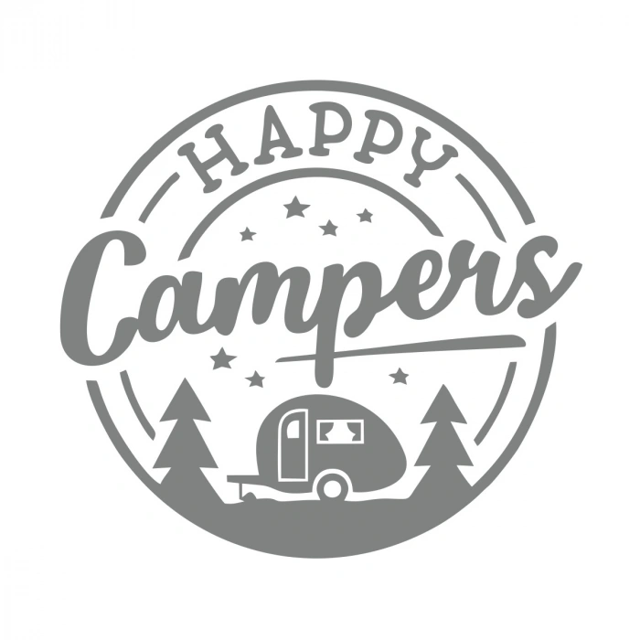 Happy Campers Sticker 17x17 Cm Gri