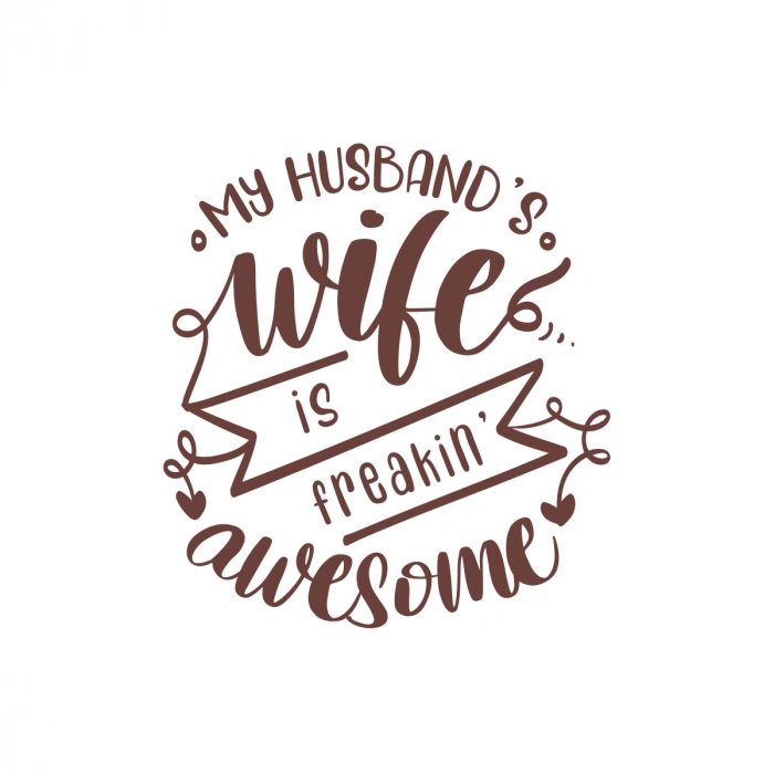 My Husband Wife Awesome Sticker 17x17 Cm Kahverengi
