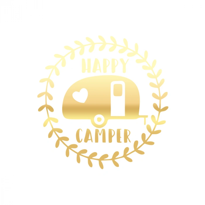 Happy Campers Sticker 17x17 Cm Gold