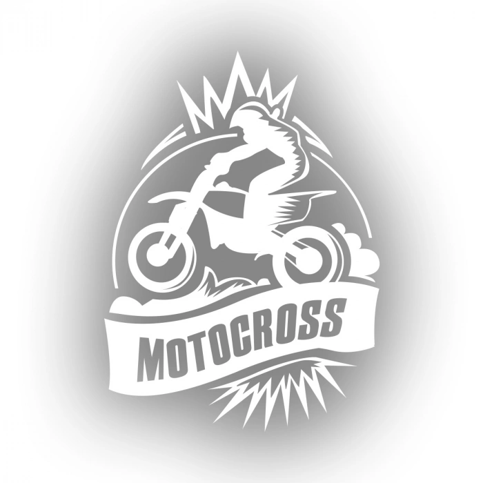 Motokros Sticker 17x17 Cm Beyaz