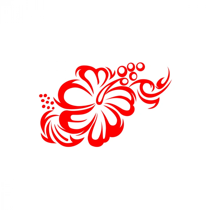 Hibiskus Çiçeği Sticker 17x17 Cm Kırmızı