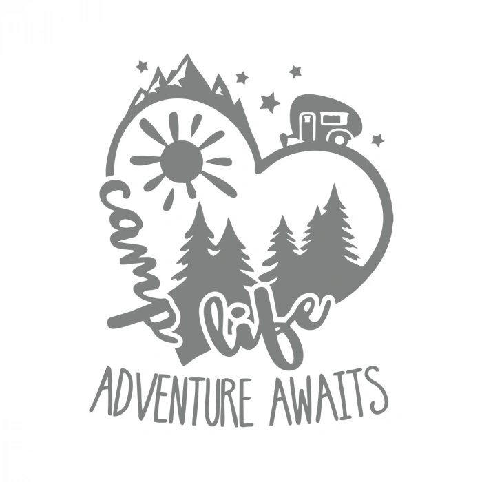 Camp Life Sticker 17x17 Cm Gri