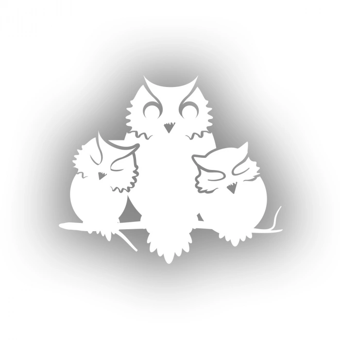 Sevimli Baykuşlar Sticker 17x17 Cm Beyaz