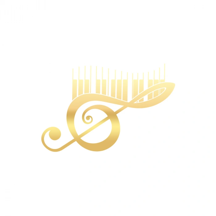 Müzik ve Nota Sticker 17x17 Cm Gold