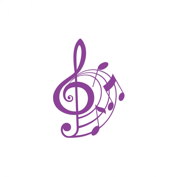 Müzik ve Nota Sticker 17x17 Cm Mor