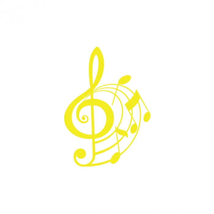 Müzik ve Nota Sticker 17x17 Cm Sarı
