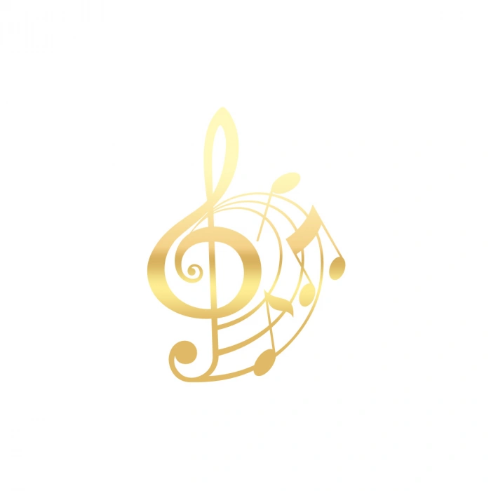 Müzik ve Nota Sticker 17x17 Cm Gold