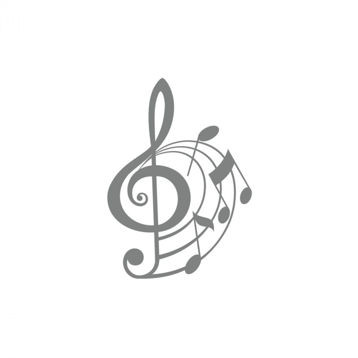 Müzik ve Nota Sticker 17x17 Cm Gri