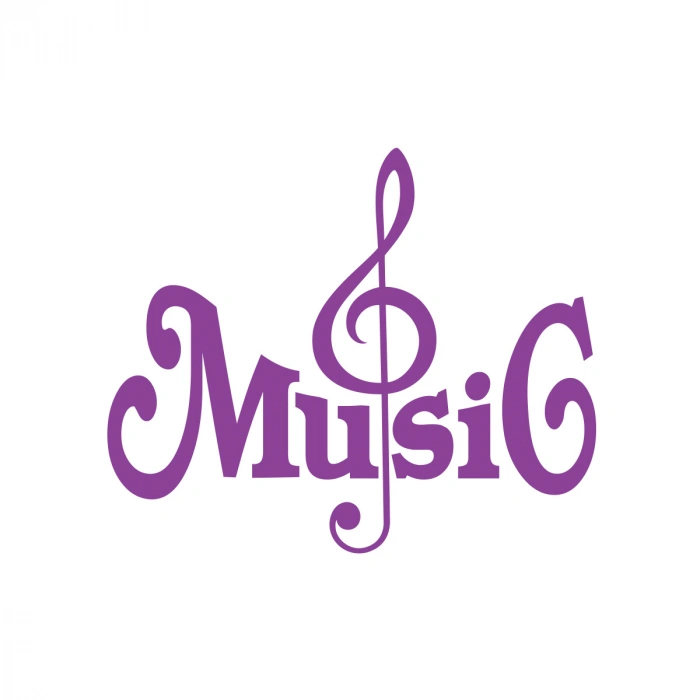 Müzik ve Nota Sticker 17x17 Cm Mor