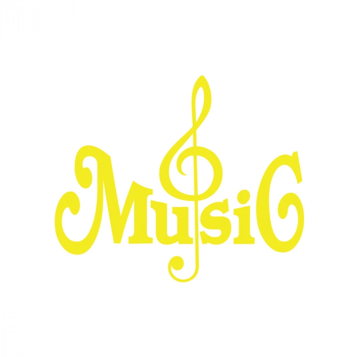 Müzik ve Nota Sticker 17x17 Cm Sarı