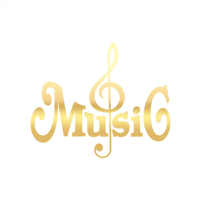 Müzik ve Nota Sticker 17x17 Cm Gold