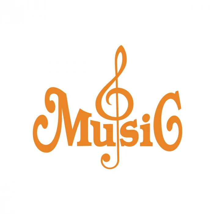 Müzik ve Nota Sticker 17x17 Cm Turuncu