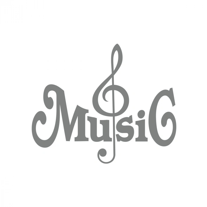 Müzik ve Nota Sticker 17x17 Cm Gri