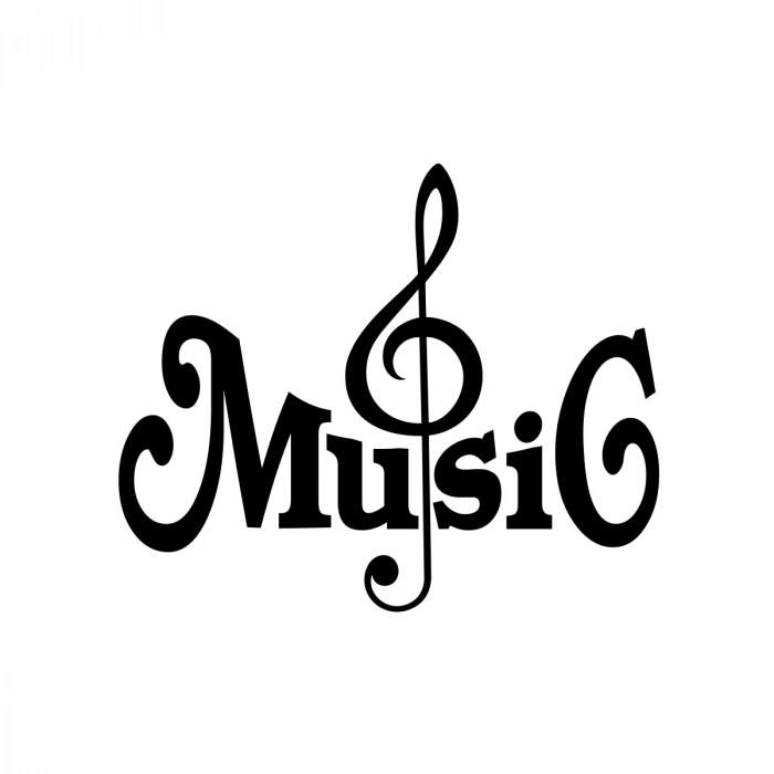 Müzik ve Nota Sticker 17x17 Cm Siyah