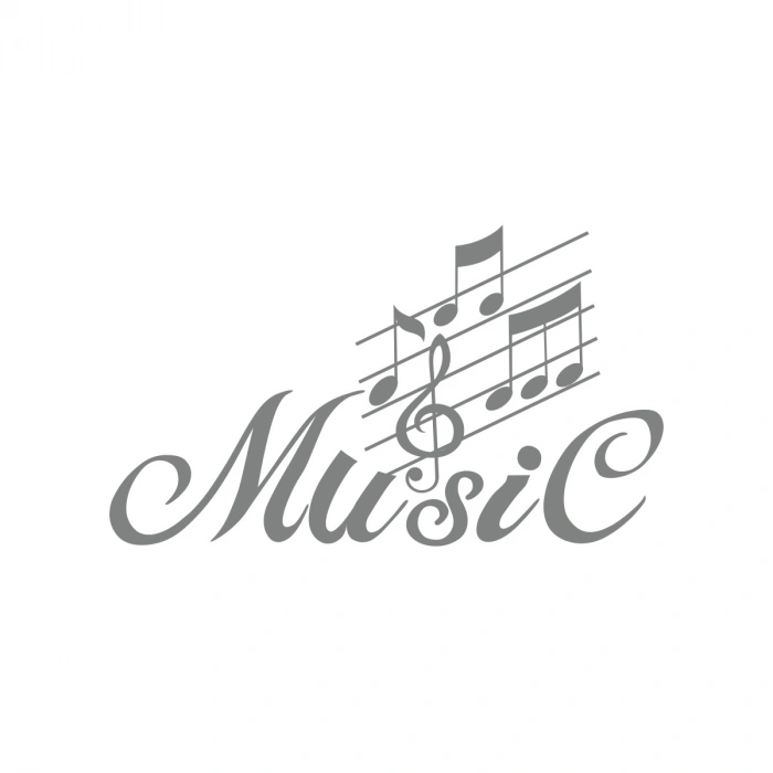 Müzik ve Nota Sticker 17x17 Cm Gri